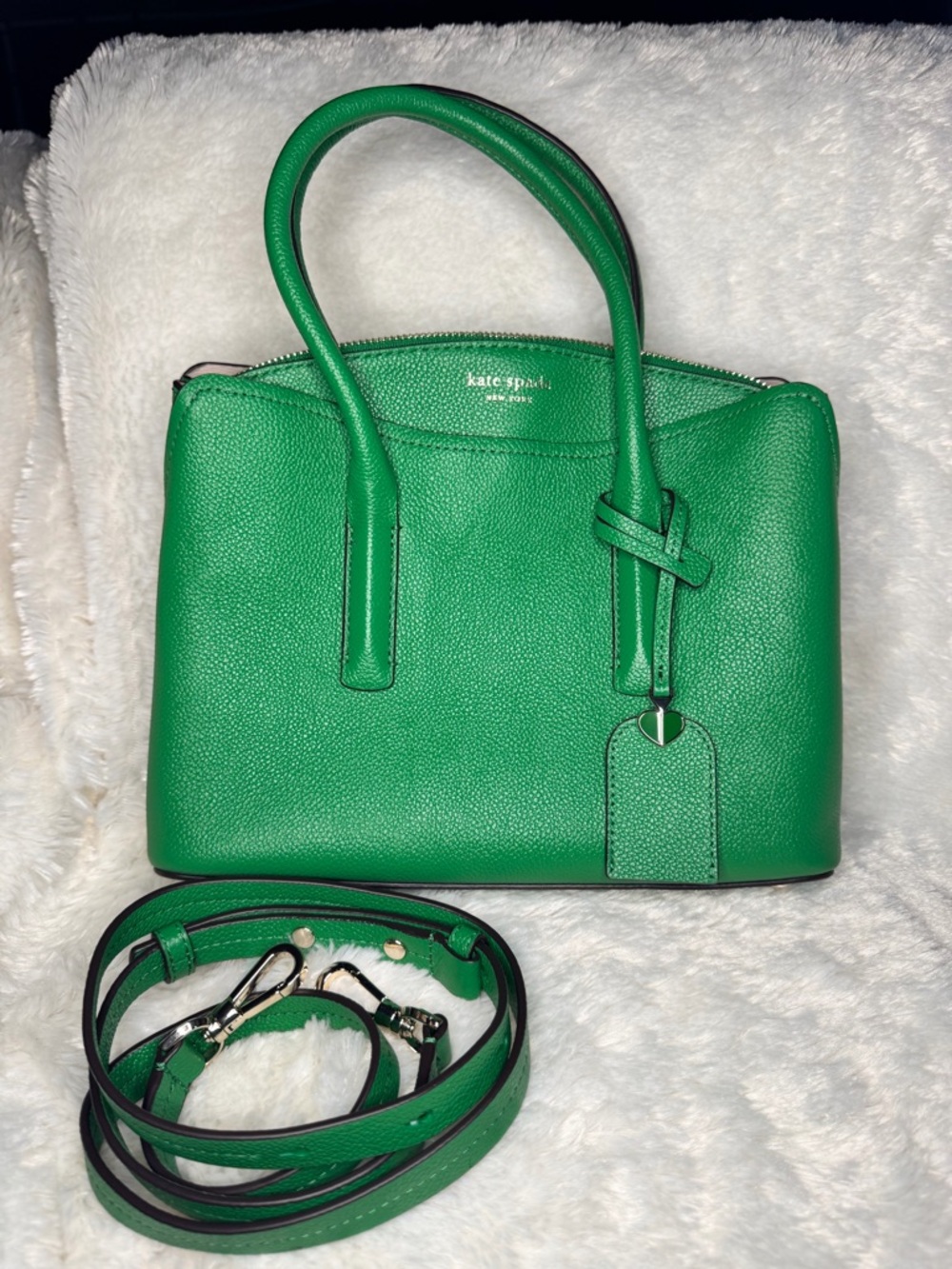kate spade Emerald Green Pebbled Leather Dome Satchel